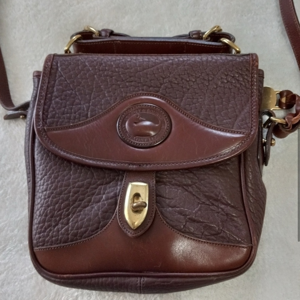 Vintage Dooney & Bourke All Weather Leather Brown Pebbled Crossbody Purse